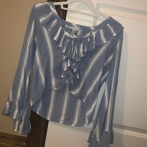 striped ruffled blouse